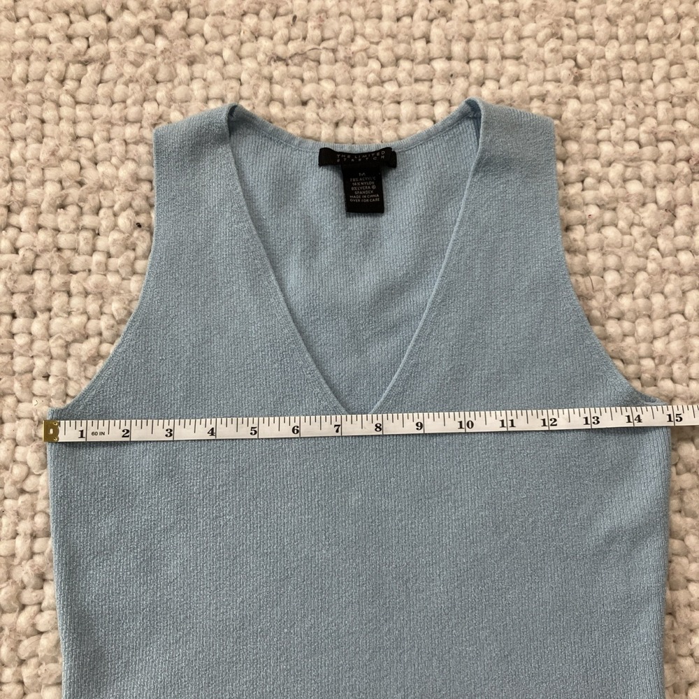 Y2K The Limited Ribbed Tank Top Deep V Blue Medium Preppy Academia‎ - Picture 8 of 10